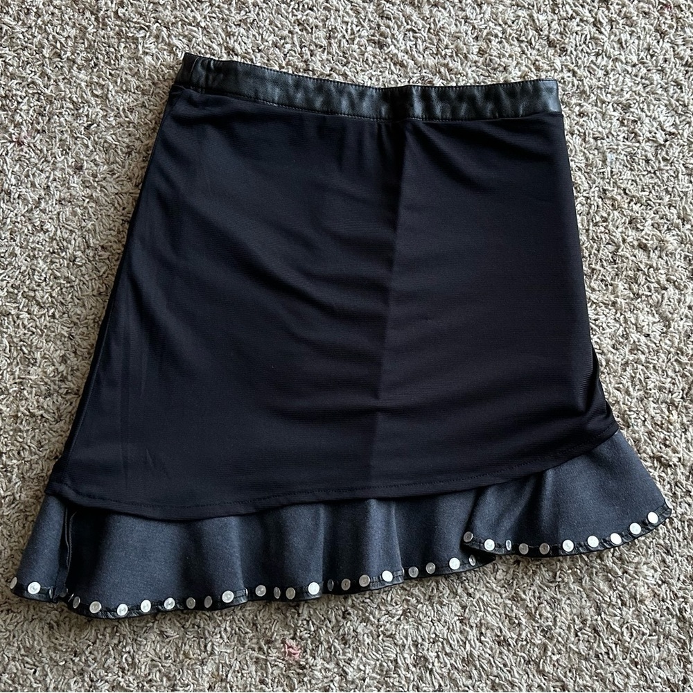 Zara Faux Women's Black Faux Leather Asymmetrical Skirt Size XS - Picture 8 of 11